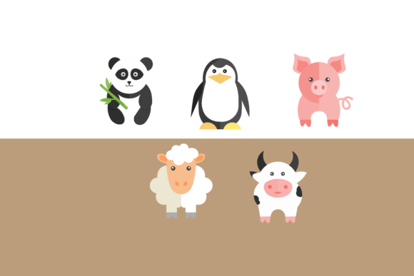 Animals Happy Illustrations Set: Graphics Review