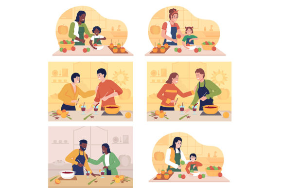 Autumn Dishes Vector Graphics & Illustrations Set