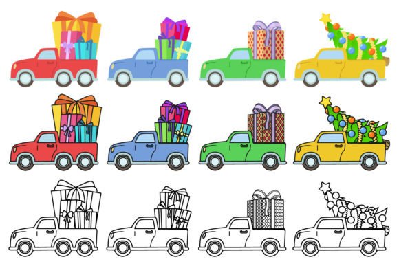 Car Christmas Illustrations: Perfect for Seasonal Graphics