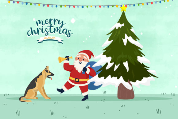 Christmas Dog Santa Illustrations: Graphics Review