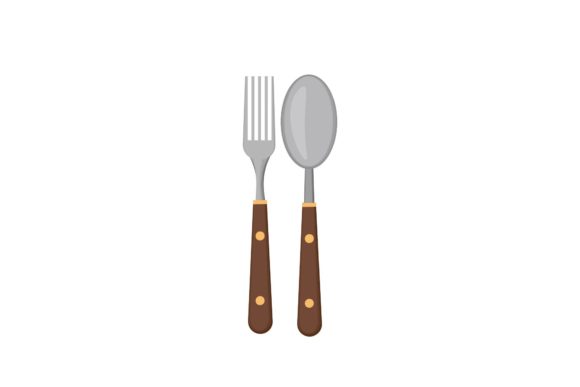 Dining Room Wooden Cutlery Graphics & Illustrations