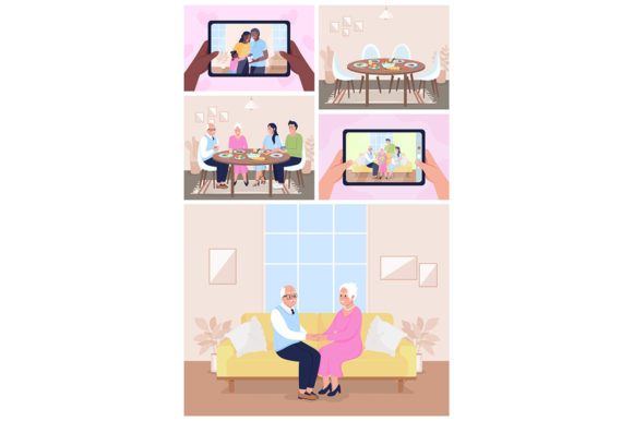 Family Pastime Vector Illustrations Set: Graphics Review