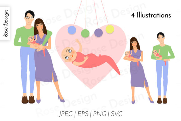 Family with Baby Illustrations Clip Art Graphics Review