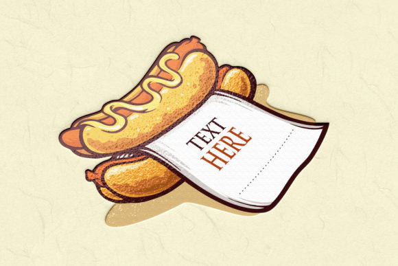 Hot Dog Logo with Paper Illustrations Review