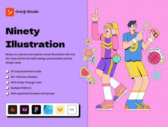 Ninety Illustrations Pack: A Fun and Youthful Graphics Set