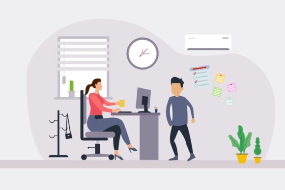 Office Work Discussion Illustrations: Graphics Review