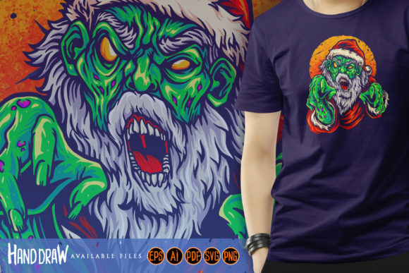 Santa Claus Scream Zombie Graphics & Illustrations