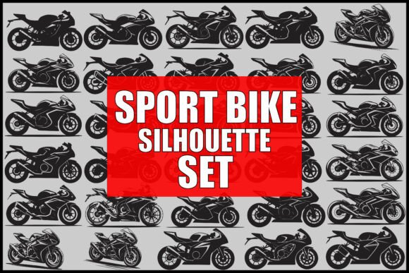 Sport Bike Silhouette Set: Graphics & Illustrations