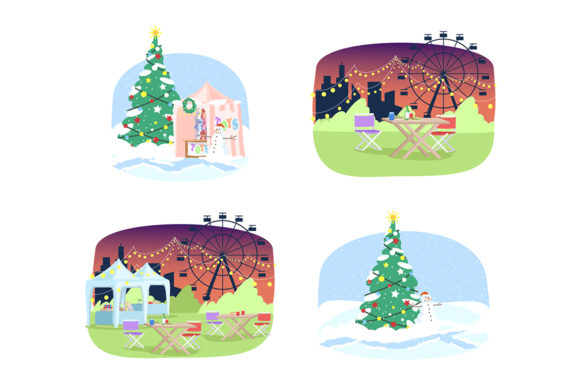 Street Fair Semi Flat Illustrations: Graphics Review