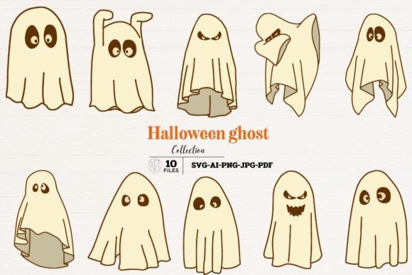 Whimsical Halloween Ghosts Graphics for Crafters