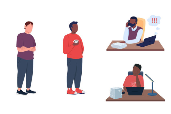 Work Character Semi Flat Illustrations: Graphics Review